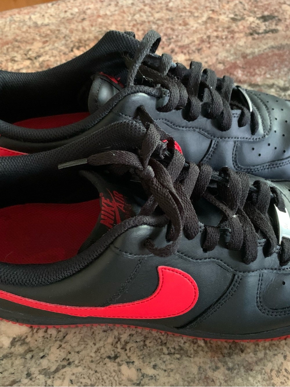 Nike Men’s Black Sneakers with Red Swoosh AIR FORCE 1 - Jordan’s